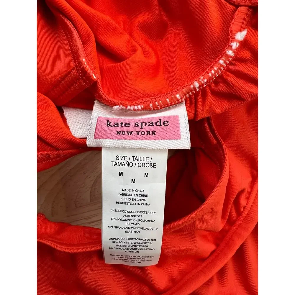 Kate Spade Palm Beach Ruffle Off Shoulder One Piece Swimsuit Tomato Red M